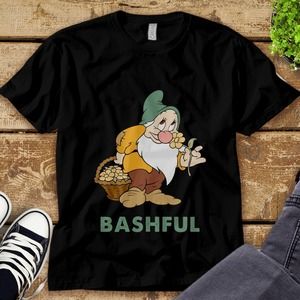 Disney Bashful Dwarf Flowers Basket Seven Dwarfs Funny Unisex Adult T-shirt Kid